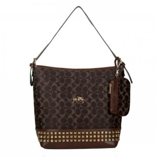 Coach Legacy Duffle In Stud Signature Medium Coffee Shoulder Bags BDD Coach Legacy Duffle In Stud Signature Medium Coffee Shoulder Bags BDD